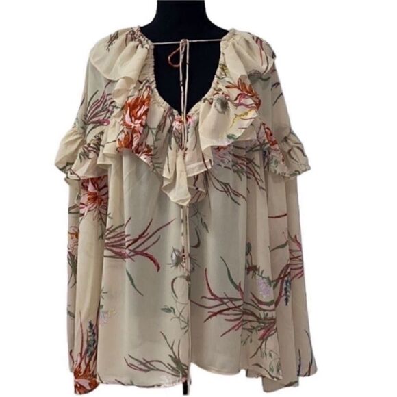 H&M Floral Print Low-cut Neckline Flow Chiffon
Top(Size Medium) - Picture 2 of 5